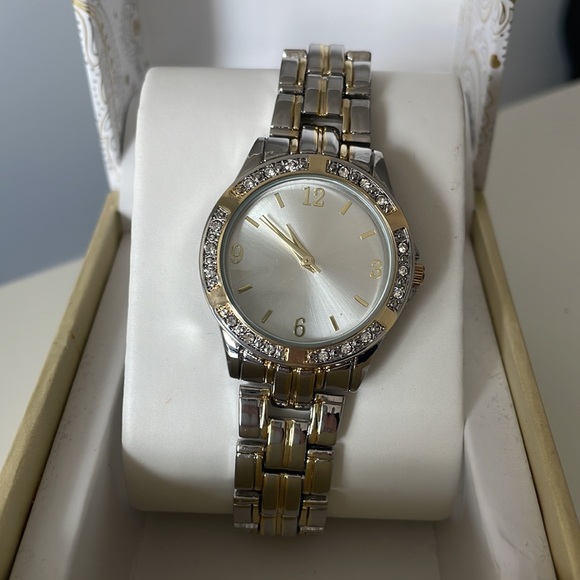 Charter Club Two Tone Crystal Accent Bracelet Watch 28mm - Picture 3 of 9